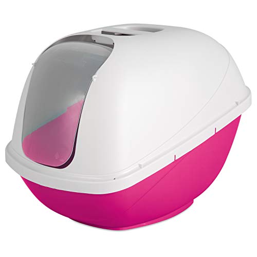 Pink and White Hooded Cat Litter Pan