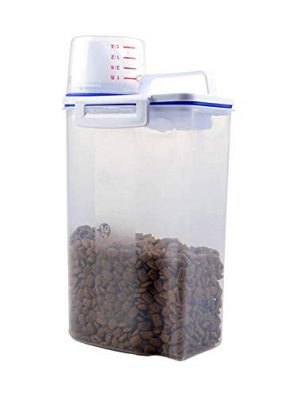 Cats Food Storage Container with Graduated Cup and Seal Buckles Food Dispenser