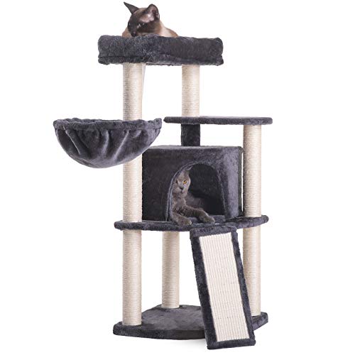 Hey-bro 40.5 inches Cat Tree with Full Sisal Posts and Scratching Board