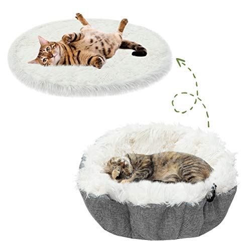 Furry Self Warming Cat Bed Mat - Foldable Convertible