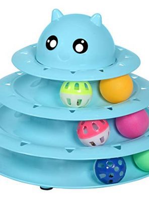 3-Level Turntable Cat Toy Balls with Six Colorful Balls Interactive Kitten
