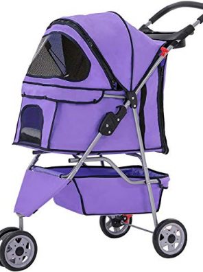 Pet Stroller for Cats Lightweight Cup Holders Removable Liner