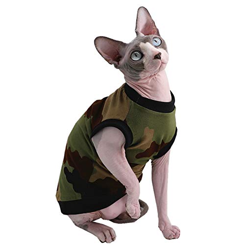 Camo Sphynx Cat Cute Breathable Summer Cotton T-Shirts
