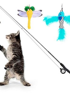 Cat Feather Teaser Wand Toy Fishing Pole