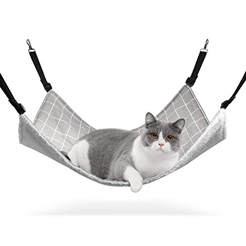 Reversible Cat Hammock with Adjustable Straps and Metal Hooks