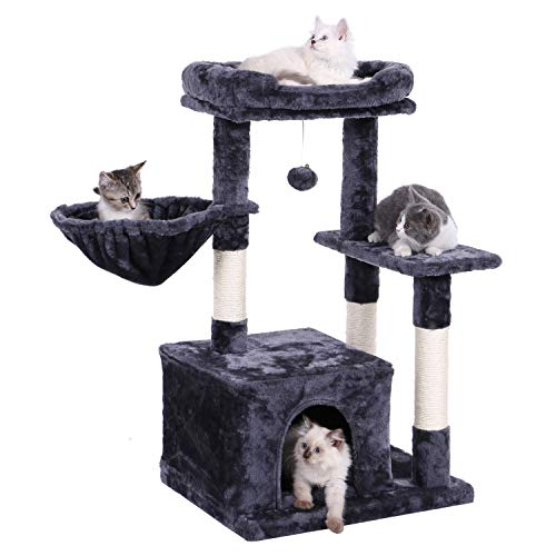 BEWISHOME Cat Tree Cat Tower with Sisal Scratching Posts