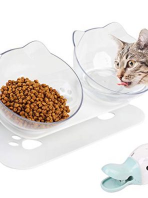 Raised Cat Bowls for Food Water Double Pet Bowl