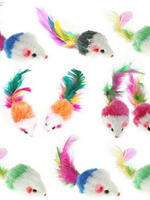 Furry Pet Cat Toys Mice for Feather Tails