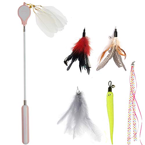 Cat Feather Teaser Toy Wand Retractable