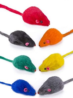 Yangbaga Real Fur Mice Rattle 14 Pack