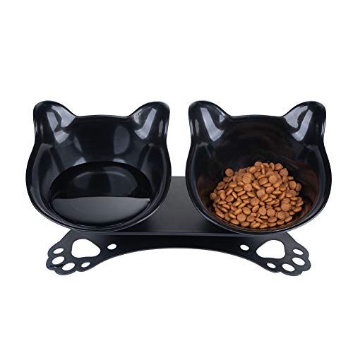 Slanted cat Bowls Elevated with Non-Slip Rubber