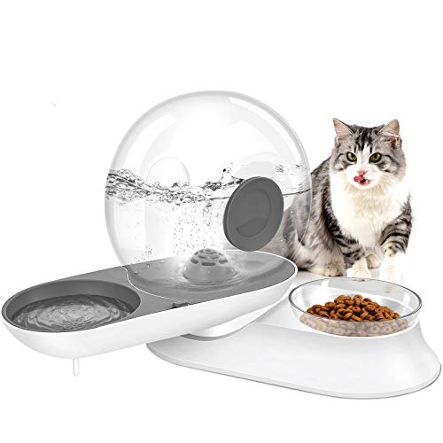 Cat Water Fountain Snail Shape Pet Fountain with Feeding Bowl