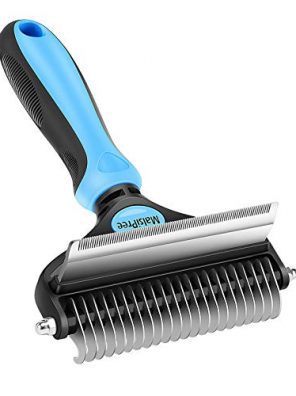 Pet Grooming Brush 2 in 1 Deshedding Tool &  Undercoat Rake Dematting Comb