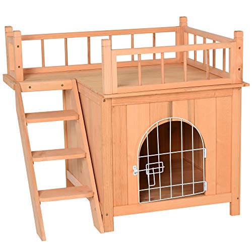 Elevated Waterproof Outdoor Wooden Treehouse Cat Shelter