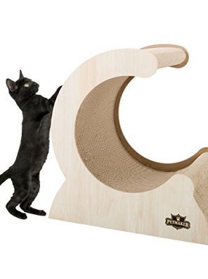Cat Scratching Post Wood and Cardboard Incline Vertical Scratcher