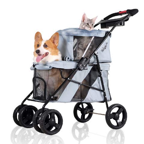 4 Wheel Double Pet Stroller for Dogs and Cats