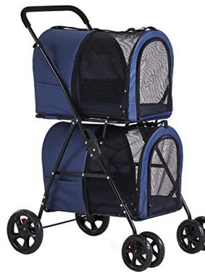 Double Pet Stroller for Medium Cats Travel Carrier