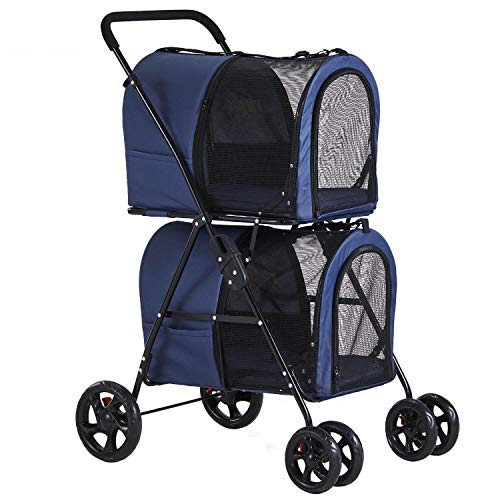 Double Pet Stroller for Medium Cats Travel Carrier