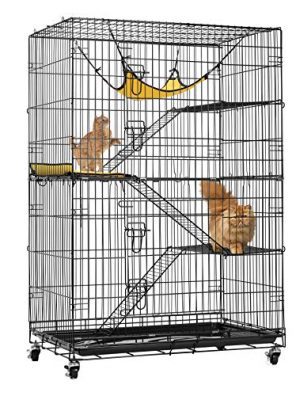 Metal Cat Kitten Ferret Cage 360° Rotating Casters Enclosure