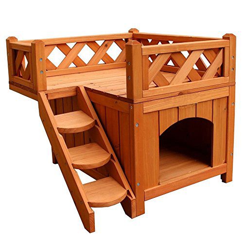 Pet Cat House Wooden Room Shelter with Stairs