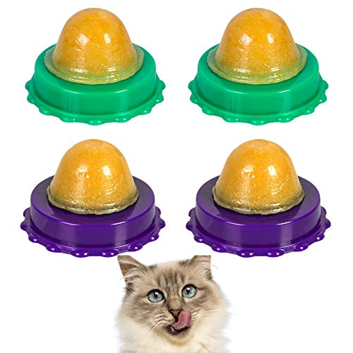 QUTOP 4 Pcs Cat Snacks Candy Kitten Lickable Cat Treats Ball