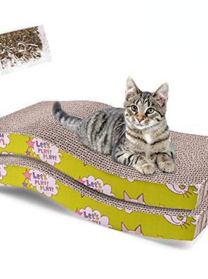 2 Pack Cat Scratcher Cardboard, Recycle Corrugated Cat Pad