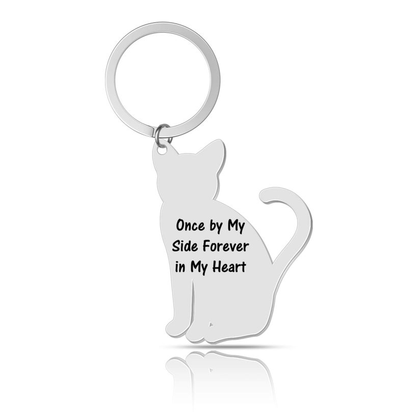 Loss of Cat Memorial Keychain Once by My Side Forever