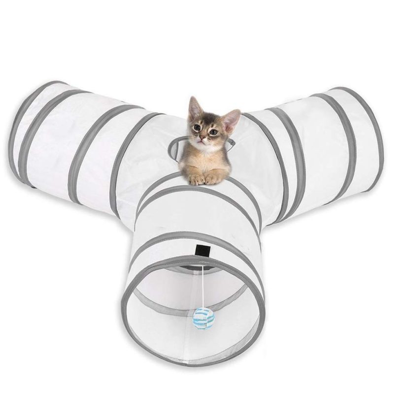 Cat Play Tunnel 3 Way Crinkle Collapsible Tube Toy