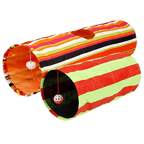 Collapsible Cat Tunnel Toy with Fun Balls and Crinkle Peep Hole