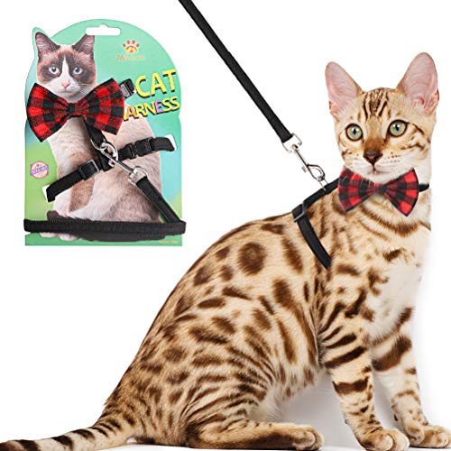Cat Harness Christmas Adjustable with Removable Bowtie