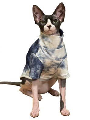 Sphynx Hairless Cat Tie-Dyed Black Breathable Summer Cotton T-Shirts Pet