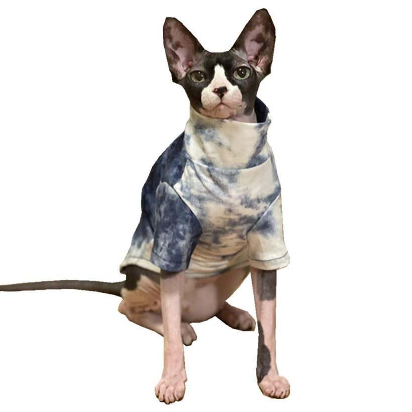 Sphynx Hairless Cat Tie-Dyed Black Breathable Summer Cotton T-Shirts Pet