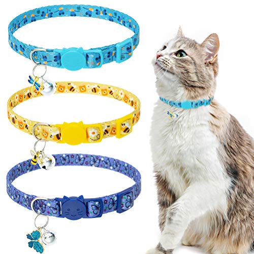 Cat Breakaway Collars with Bells & Insect Pendants