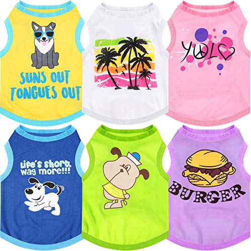 6 Pieces Printed Puppy Dog Shirts