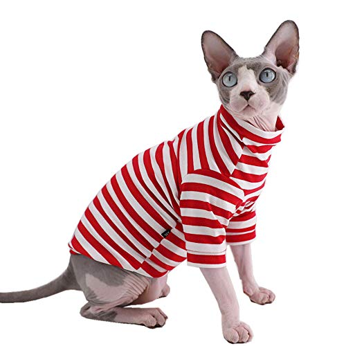 Sphynx Hairless Cat Red Stripe Breathable Summer Cotton