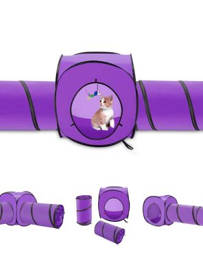 Cat Tunnel Toy Crackle Paper Collapsible Tube Three Connected Run Road