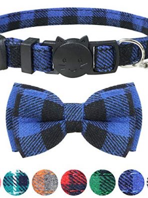 Dynmeow Plaid Pattern Cat Collars Breakaway with Bell