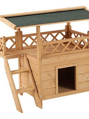 PawHut 2-Story Indoor/Outdoor Wood Cat House Shelter