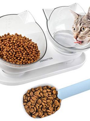 Double Raised Cat Feeding Bowl with Stand