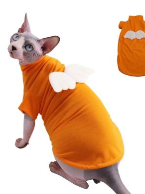 Hairless Cat Cute Breathable Summer Cotton Shirts with Wings