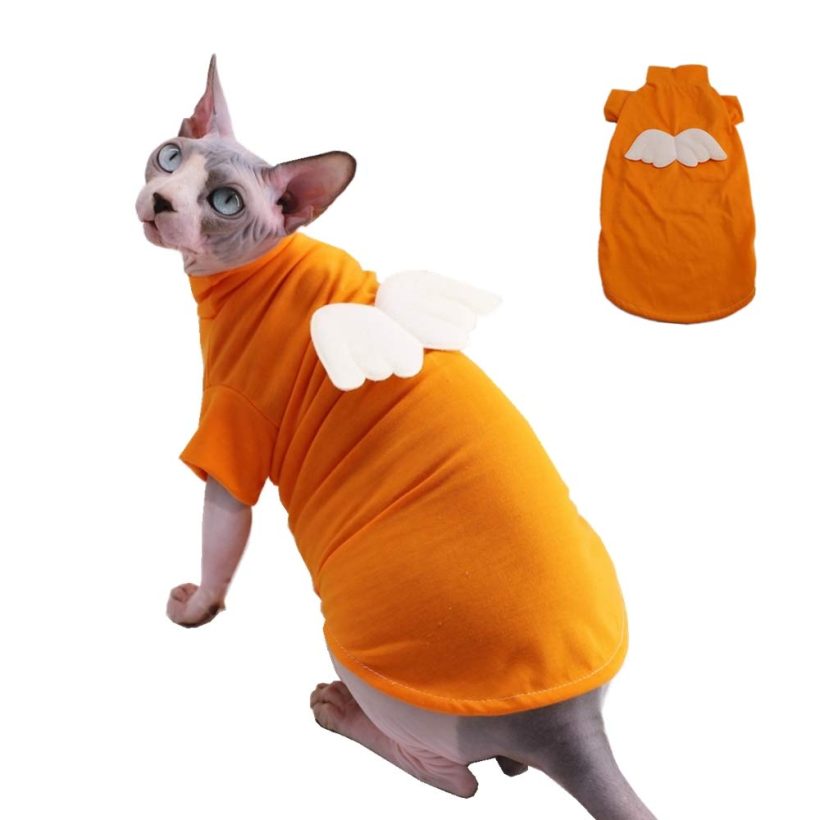 Hairless Cat Cute Breathable Summer Cotton Shirts with Wings