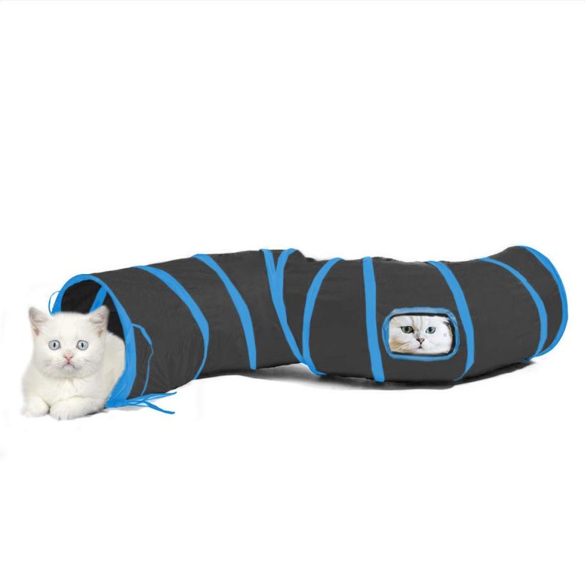 Collapsible Tunnel Curved Channel with Peekaboo Holes, Fun for Cats