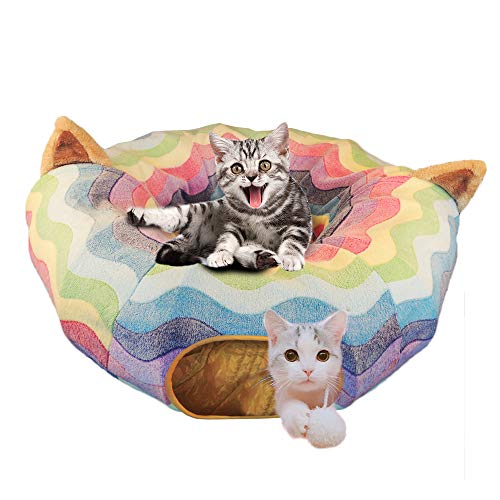 HOMEYA Cat Dog Tunnel Bed with Mat
