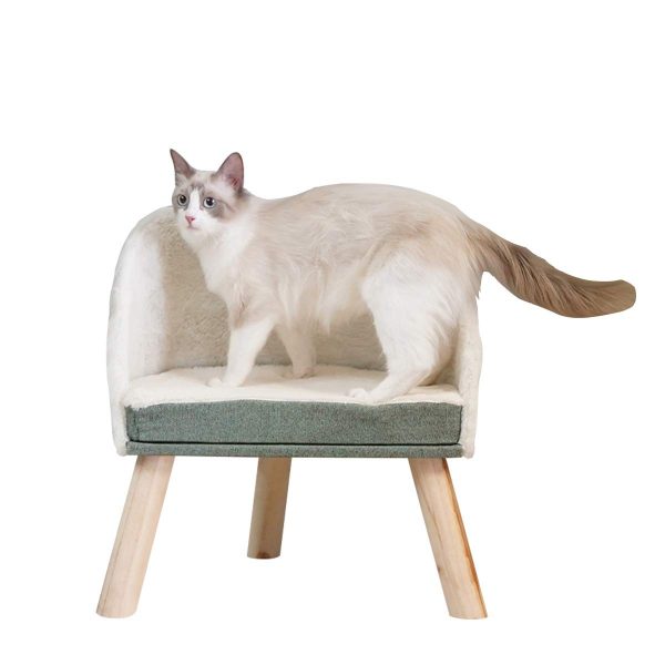 Scandinavian Style Elevated Cat Chair Wood Frame Legs