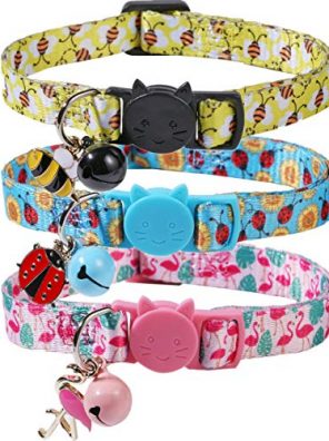 Cat Collar Breakaway with Bell and Cute Animal Pendants