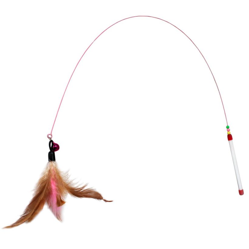 Cat Toy Steel Wire Feather with Bell Beads Training Teaser