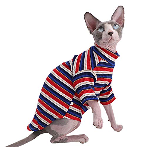 Vintage Stripes Sphynx Hairless Cat Cute Breathable