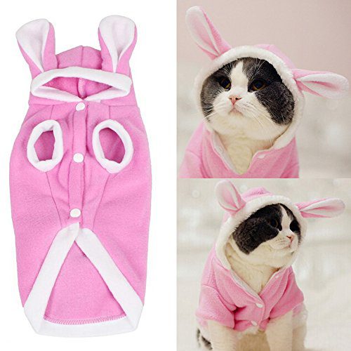 Bro'Bear Plush Rabbit Outfit with Hood, Bunny Ears for Small Dogs