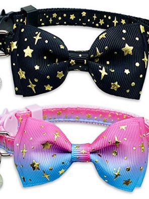 Pohshido 2 Pack Cat Collar with Bow Tie and Bell