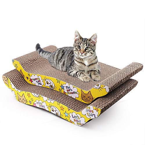 2 Pack Cat Scratcher Cardboard, Reversible Corrugated